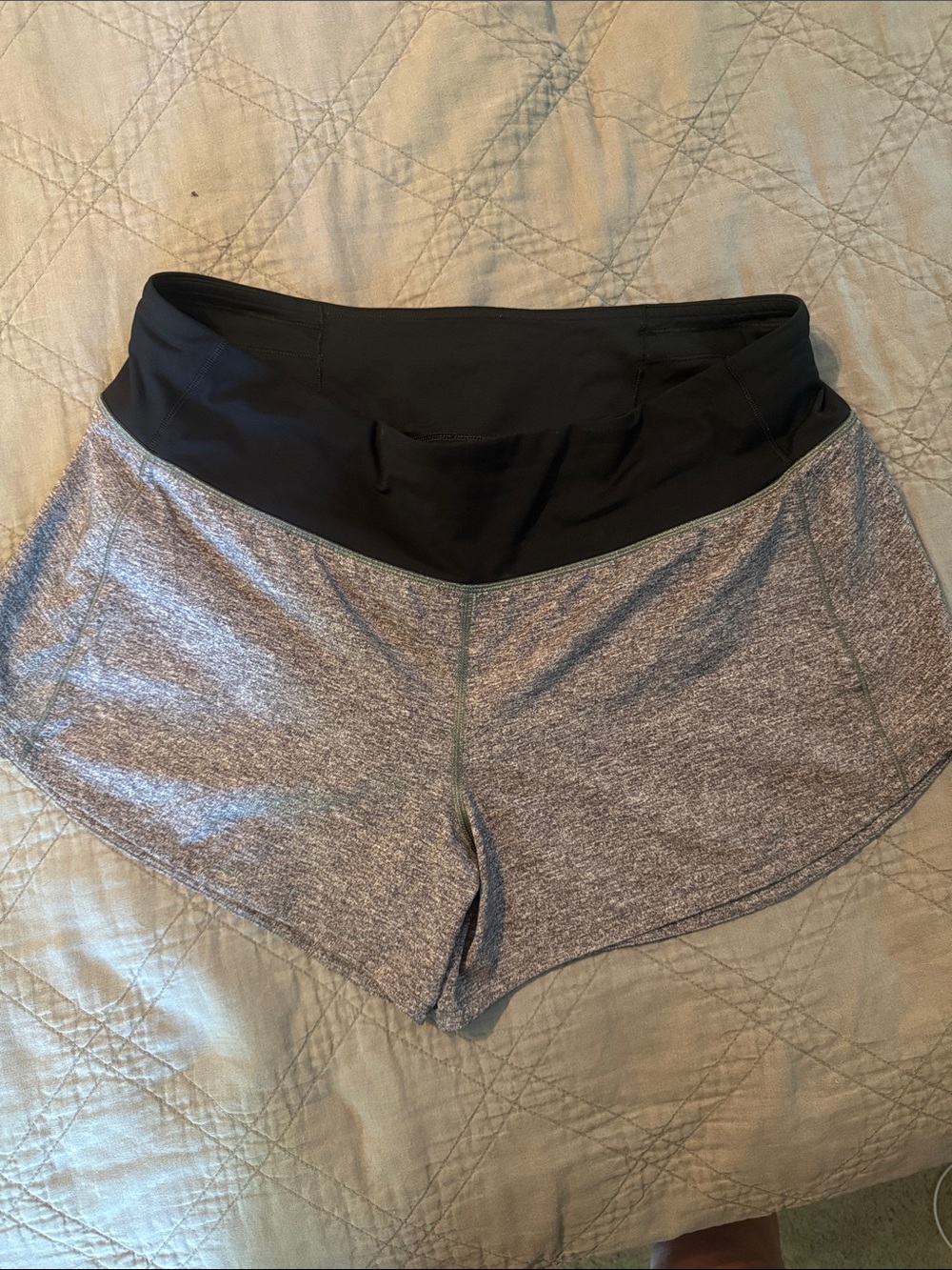lululemon athletica Heather Gray Athletic Shorts with Black Waistband